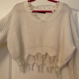 Zaful white cropped sweater